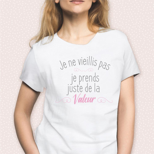 T-SHIRT FEMME &quot;JE NE VIEILLIS&quot; L