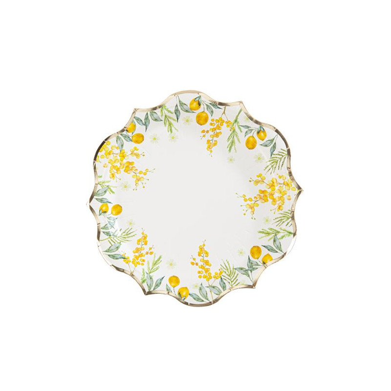 8 ASSIETTES MIMOSA CITRON