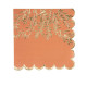 16 SERVIETTES JOLIS BRINS TERRACOTTA et OR