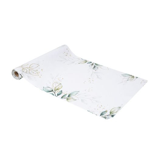 CDT BOTANIQUE TISSU BLANC FEUILLAGES et OR