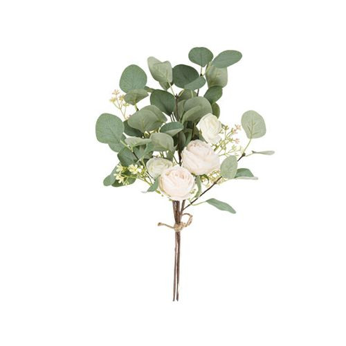 BOUQUET ROSERAIE EUCALYPTUS BLANC et NUDE