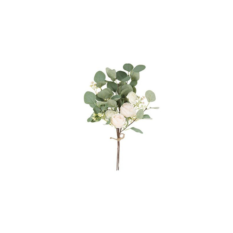 BOUQUET ROSERAIE EUCALYPTUS BLANC et NUDE