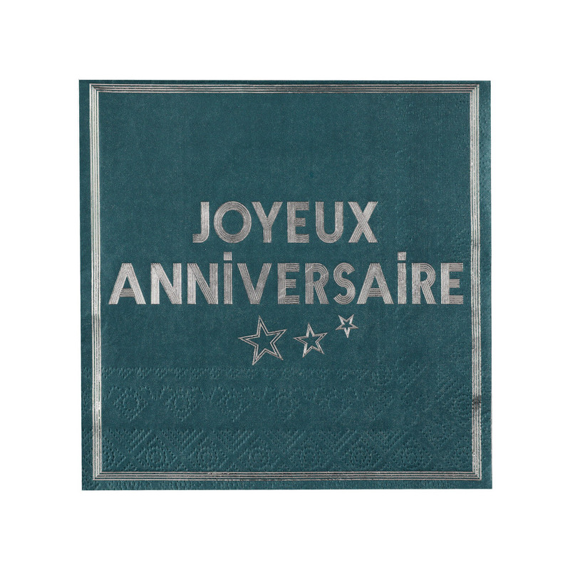 10 SERVIETTES STAR JOUR BLEU CANARD