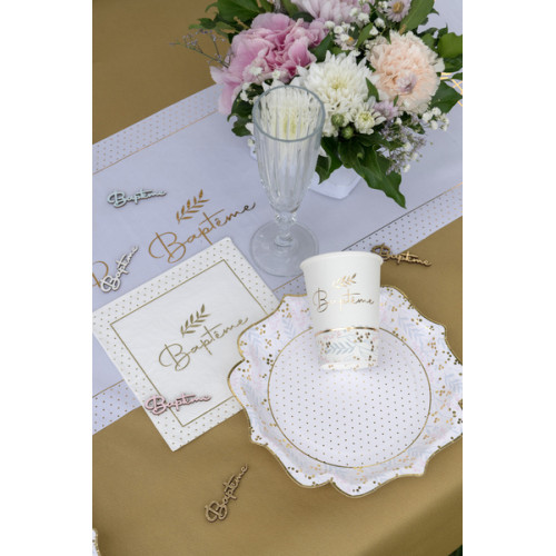 20 SERVIETTES BAPTEME OR