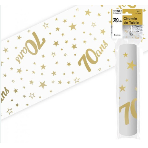 CHEMIN DE TABLE AGE 70 ANS METAL OR