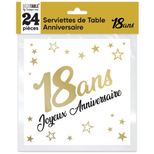 24 SERVIETTES METAL OR 18 ANS