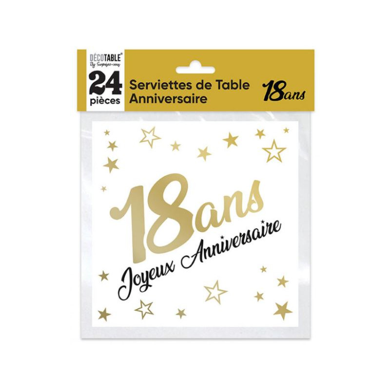 24 SERVIETTES METAL OR 18 ANS