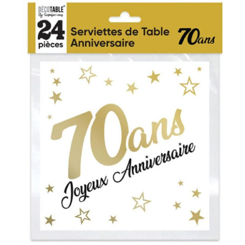 24 SERVIETTES METAL OR 70 ANS