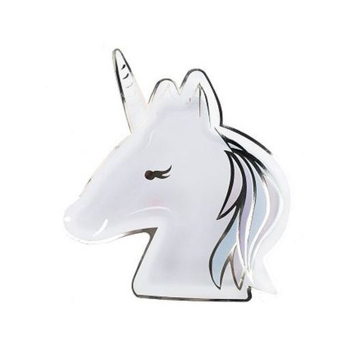 8 ASSIETTES LICORNE PASTEL/OR