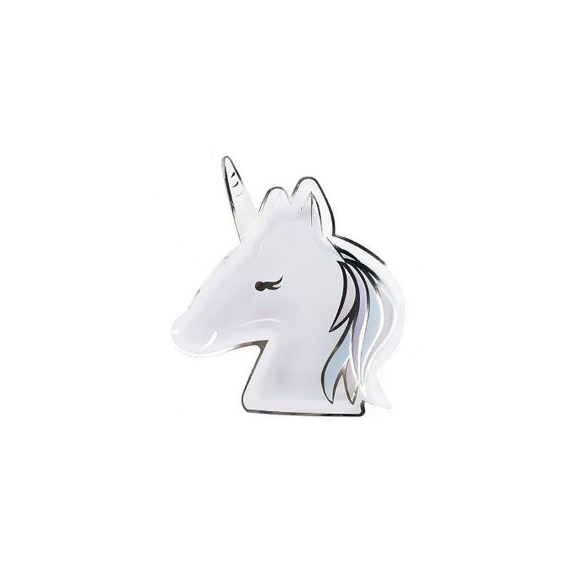 8 ASSIETTES LICORNE PASTEL/OR