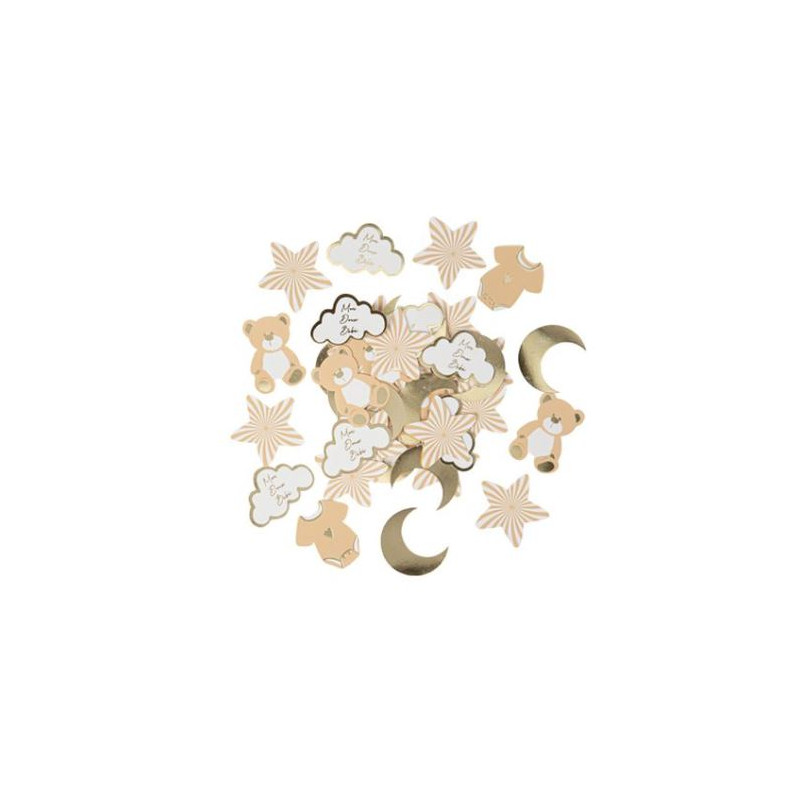 100 CONFETTIS MON DOUX BEBE NUDE, BLANC ET OR