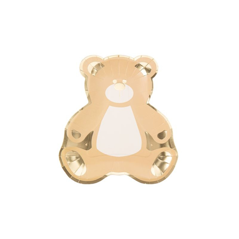 8 ASSIETTES BABY NUDE, BLANC ET OR