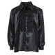 CHEMISE A JABOT SATIN NOIRE M/L