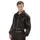 CHEMISE A JABOT SATIN NOIRE M/L