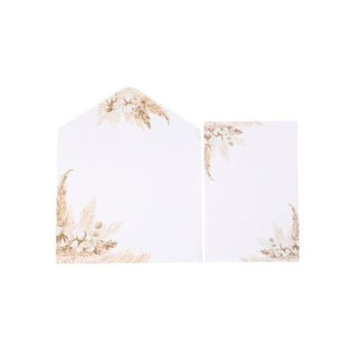 10 INVITATIONS CARTE DE VOEUX PAMPAS FLEURS DE COTON